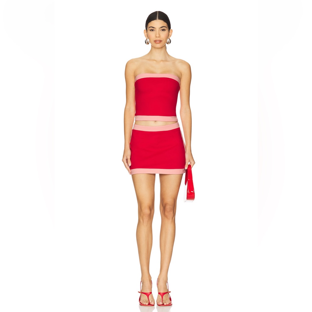 Lovers  Friends Red And Pink Strapless TwoPiece Set